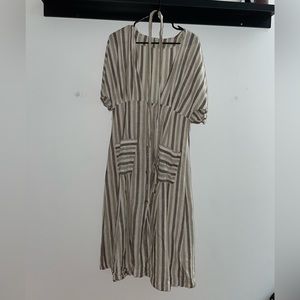 Free People Linen Striped Maxi Dress